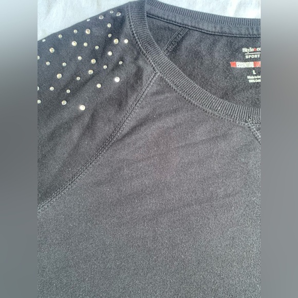 NWT Sparkle shoulder cotton long sleeve black bling, never worn 🪩 MACYs - Picture 4 of 9